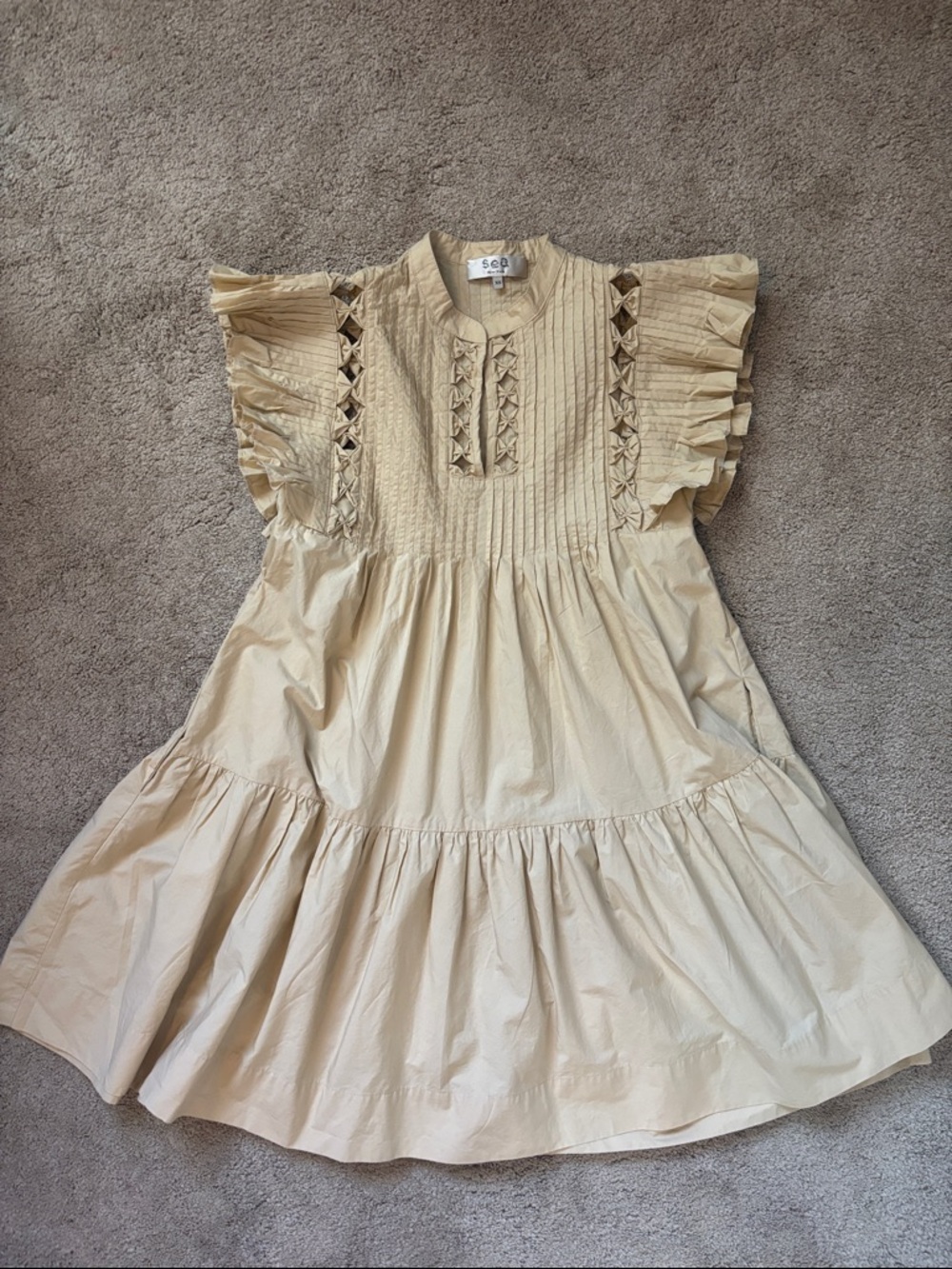 Sea New York cutout ruffle tier pintucked mini dress